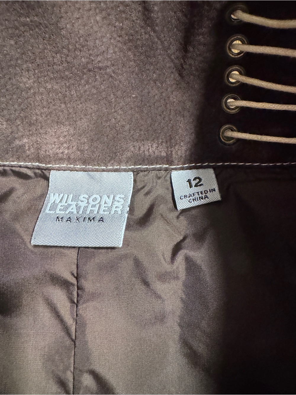 Vintage Y2K Wilsons Leather Maxima Brown Suede Lace Up Western Skirt Sz 12 Boho - Picture 9 of 15